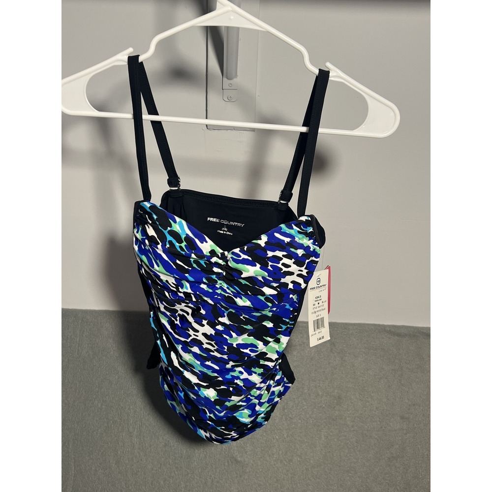 FREE COUNTRY Women's Vivid Violet/Black Patterned Tankini Swim Top Size S (4/6)